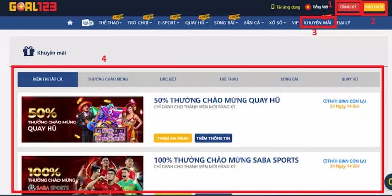 Quy trình tham gia vào nền tảng GOAL123 nhận ưu đãi cực đã